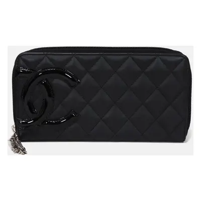 Chanel Black Leather Long Zip Wallet