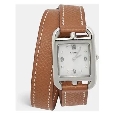 Hermes Mother Of Pearl Diamond Leather Cape Cod CC1.210c Women's Wristwatch