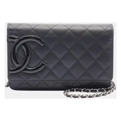 Chanel Leather Patent Black Cambon Line Shoulder Bag