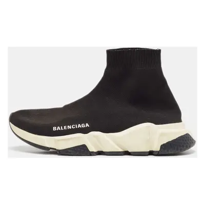 Balenciaga Black Knit Fabric Speed Trainer High Top Sneakers Size