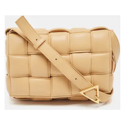 Bottega Veneta Tan Intreccio Leather Padded Cassette Shoulder Bag