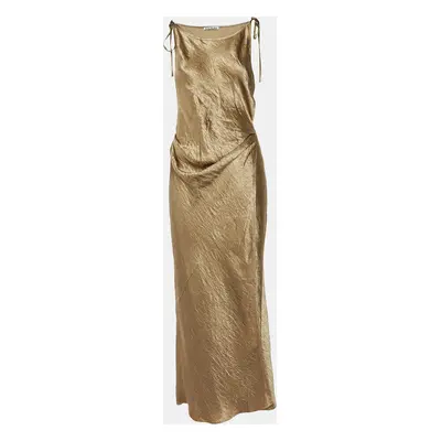 Acne Studios Brown Satin Wrap Up Long Dress