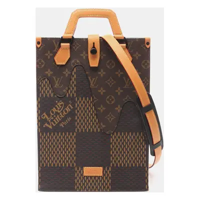 Louis Vuitton Coated Canvas Leather Damier Giant Brown Lv Squared Tote Bag