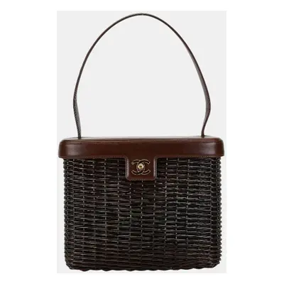 Chanel Brown Rattan Lambskin Coco Mark Basket Bag