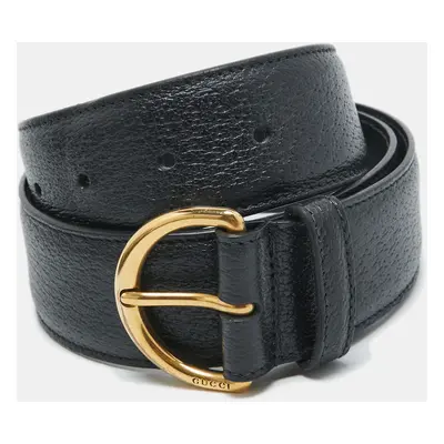 Gucci Black Textured Leather Buckle Belt