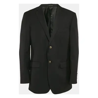 Balmain Black Gabardine Button Detail Single Breasted Blazer