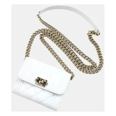 Chanel White Boy Chanel Chain Wallet Shoulder Bag