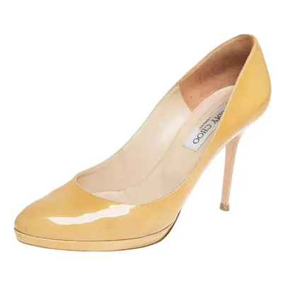 Jimmy Choo Yellow Patent Leather Cosmic Platform Pumps Size 39.5