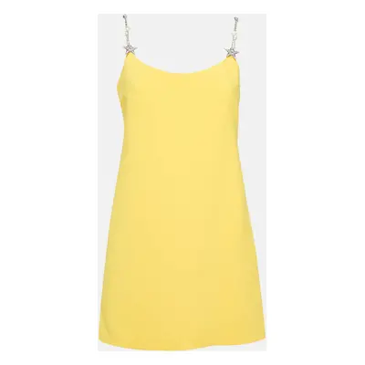 Miu Miu Yellow Crepe Faille Cady Chain Strap Mini Dress