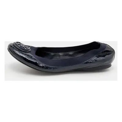 Tory Burch Blue Patent Leather Caroline Ballet Flats 36.5