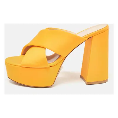 Gianvito Rossi Orange Fabric Sue Slide Sandals Size