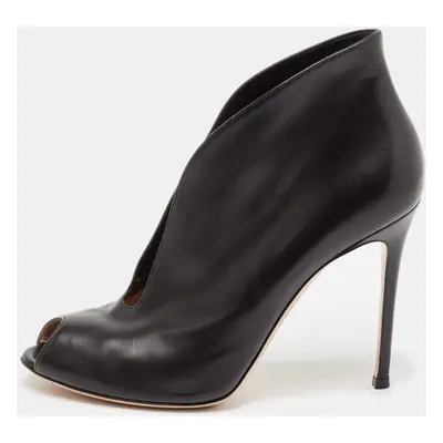 Gianvito Rossi Black Leather Vamp Booties Size