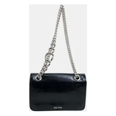 Miu Miu Black Leather Chain Shoulder Bag