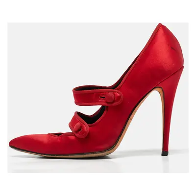 Manolo Blahnik Red Satin D'orsay Pumps Size