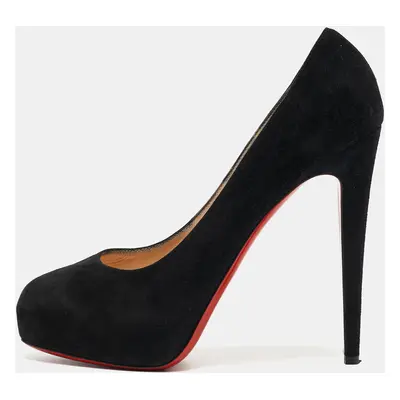 Christian Louboutin Black Suede Declic Platform Pumps Size