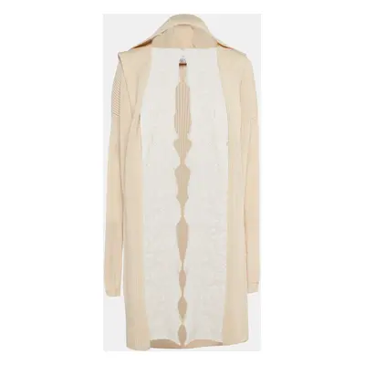 Valentino Cream Knit Lace Trim Hooded Cardigan