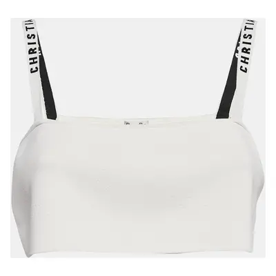 Christian Dior White Jersey Logo Strap Detail Bralette Top