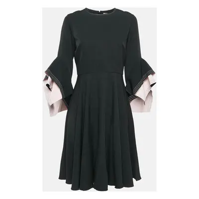 Roksanda Ilincic Black Crepe Bell Sleeve Flared Midi Dress