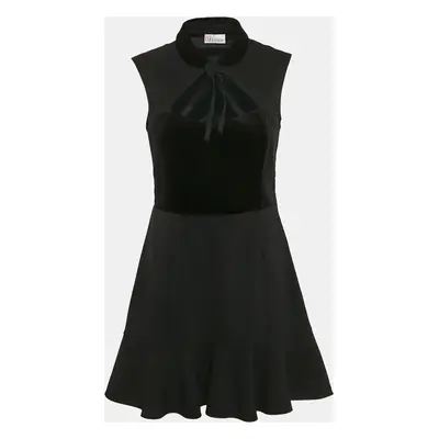 RED Valentino Black Wool Blend and Velvet Sleeveless Mini Dress