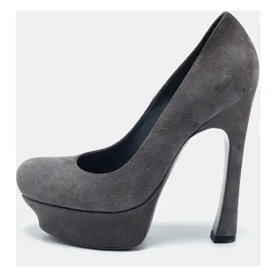 Yves Saint Laurent Grey Suede Palais Platform Pumps Size