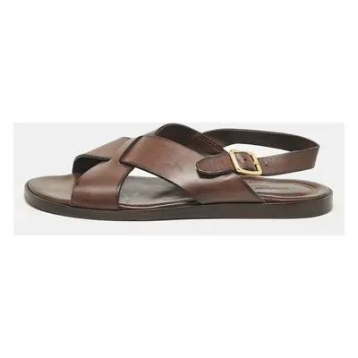 Tom Ford Dark Brown Leather Flat Sandals Size