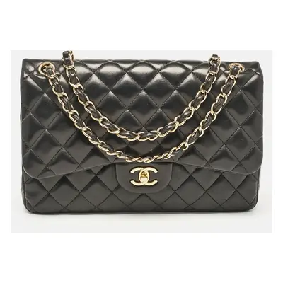 Chanel Black Quilted Leather Jumbo Classic Double Flap Bag