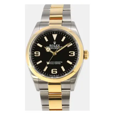 Rolex Black 18k Yellow Gold Stainless Steel Explorer II Automatic Men's Wristwatch mm