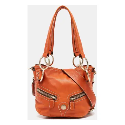 Lancel Orange Leather Pocket Hobo