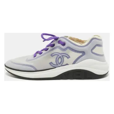 Chanel Purple/White Mesh Interlocking CC Logo Sneakers Size 40.5