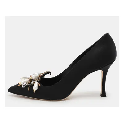 Manolo Blahnik Black Nylon Orientalia Pumps Size