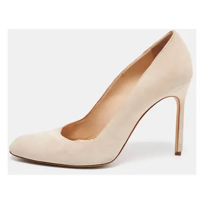 Manolo Blahnik Beige Suede Round Toe Pumps Size