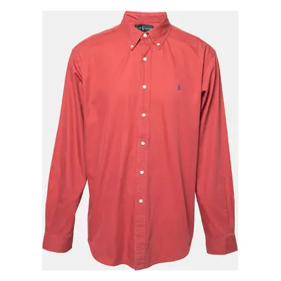 Ralph Lauren Red Cotton Button Front Classic Fit Shirt