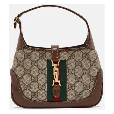 Gucci Brown/Beige GG Supreme Canvas and Leather Mini Jackie Shoulder Bag