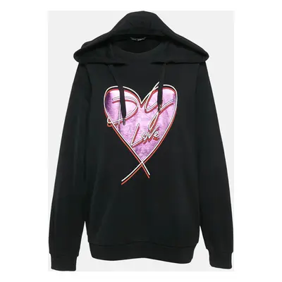 Dolce & Gabbana Black Heart Foil Print Hooded Sweatshirt