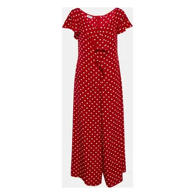 Moschino Red Polka Dot Print Silk Ruffled Jumpsuit