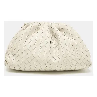 Bottega Veneta Off White Intrecciato Leather Classic The Pouch Clutch