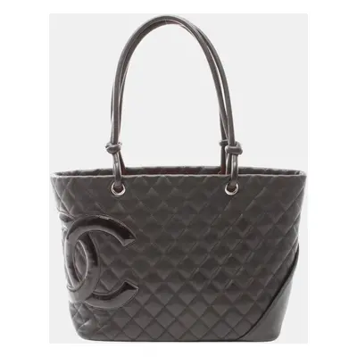 Chanel Leather Patent Brown Cambon Line Large Tote Bag