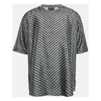 Giorgio Armani Grey Printed Silk Crew Neck T-Shirt