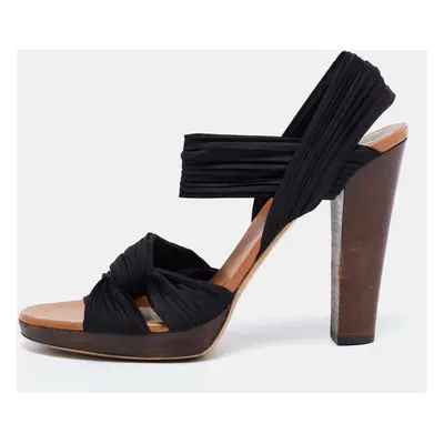 Gucci Black Pleated Fabric Platform Sandals Size