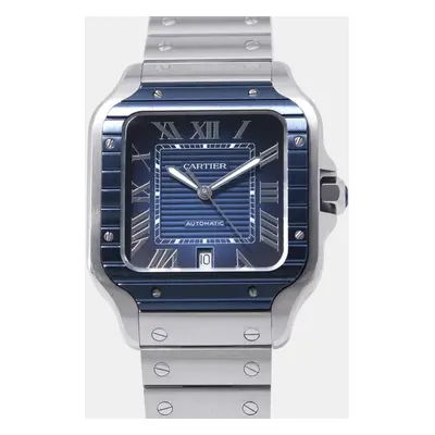 Cartier Blue Stainless Steel Santos de Cartier WSSA0048 Automatic Men's Wristwatch mm