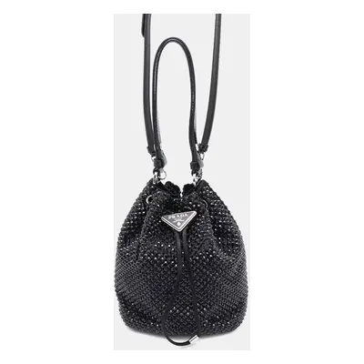 Prada Black 2Awl Crystal Satin Mini Bag Size Mini