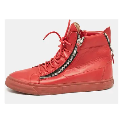 Giuseppe Zanotti Red Leather London High Top Sneakers Size