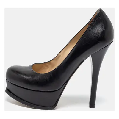 Fendi Black Leather Fendista Platform Pumps Size 37.5