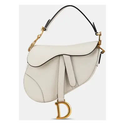 Dior White Leather Mini Leather Saddle Bag