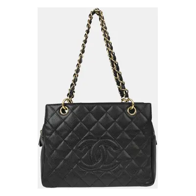 Chanel Black Calfskin Petite Timeless Tote Ptt Chain Handbag