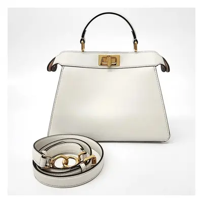 Fendi White Leather Peekaboo I SEE U Small Bag