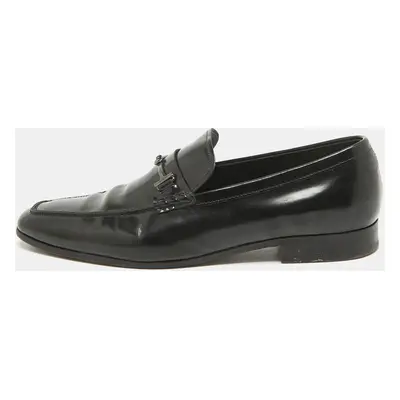 Tod's Black Leather Double T Slip On Loafers Size