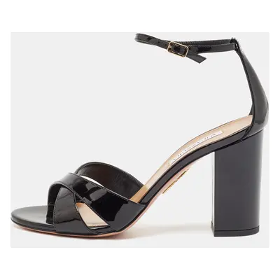 Aquazzura Black Patent Leather Divine Sandals Size