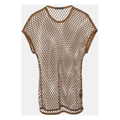 Versace Brown Mesh Crew Neck T-Shirt