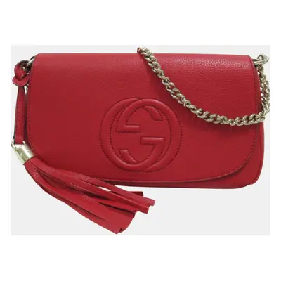 Gucci Leather Red Soho Chain Shoulder Bag